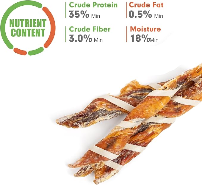 MON2SUN Dog Treats, Triple Flavor Jerky Twist Sticks, 5-7 Inch Chicken Duck and Codfish Sticks Chews for Small Dogs, Healthy Snacks, 17.64 oz (25 Count-Pack of 2)