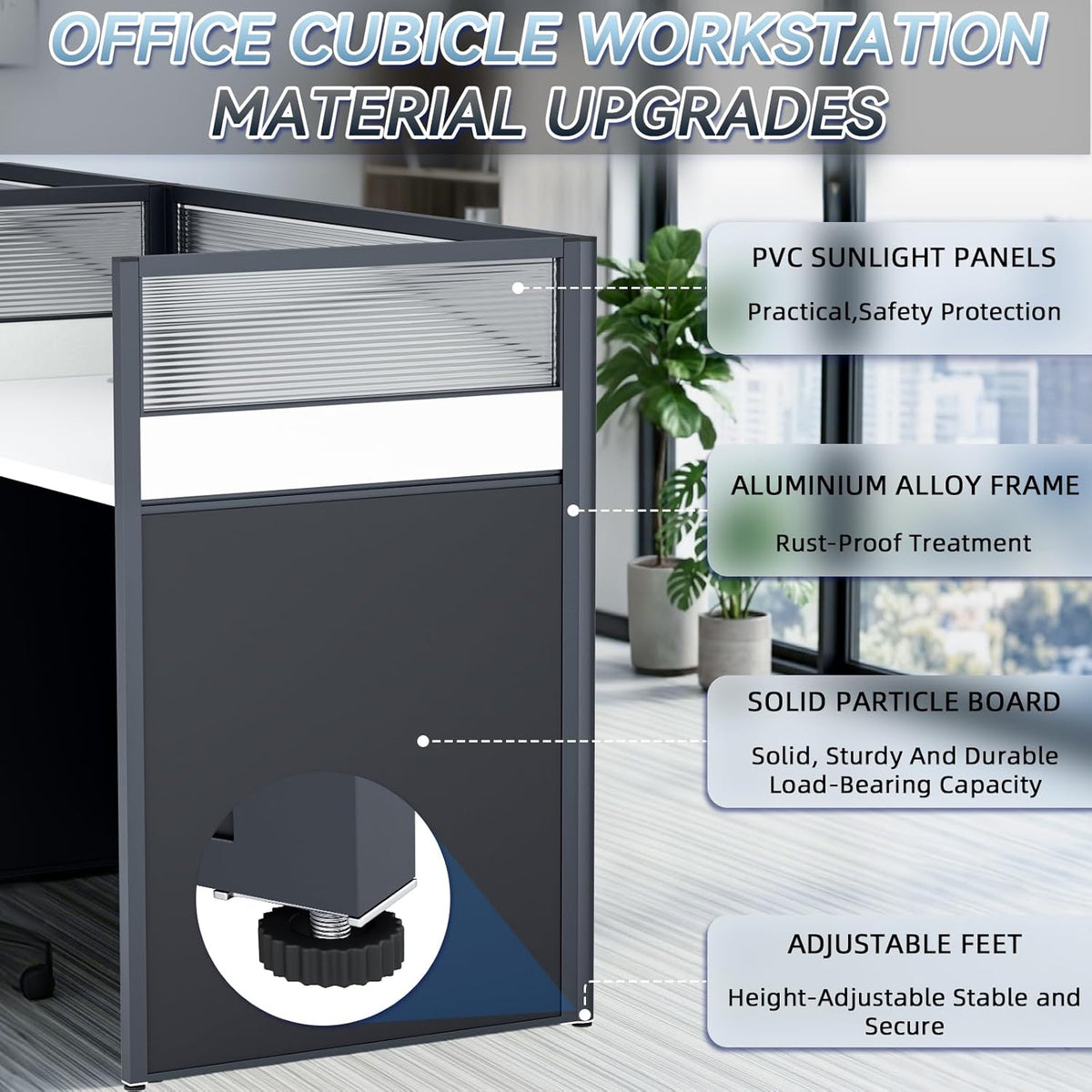 Office Cubicle Desk, 2 People Computer Workstations 4s45 with Mute Privacy Panels, Office Cubicles Workstation Computer Table with Cable, Partitions Desk for Home/Offices Commercial Workspace,Business