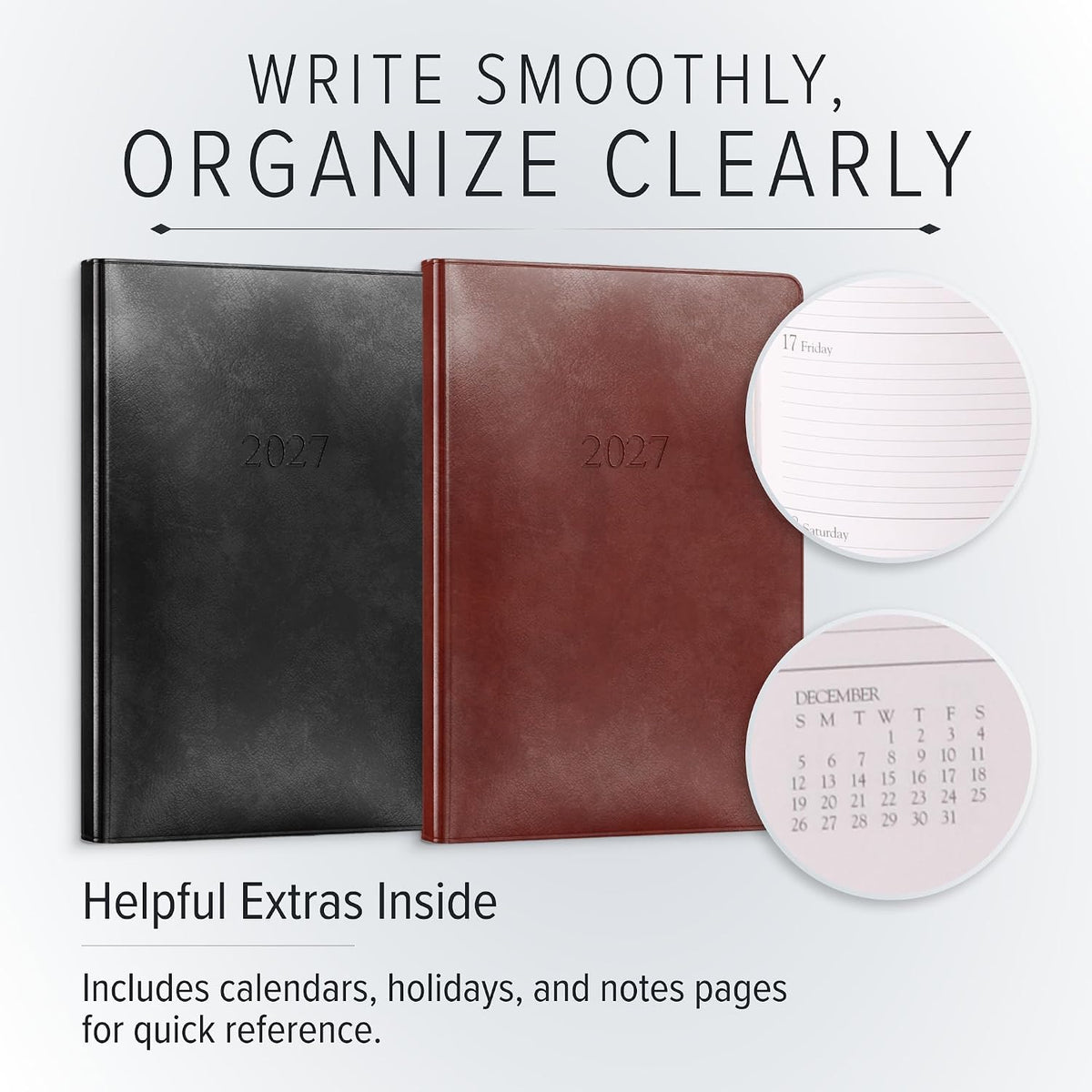Gallery Leather Desk Weekly Planner 2026-2027 Acadia Burgundy