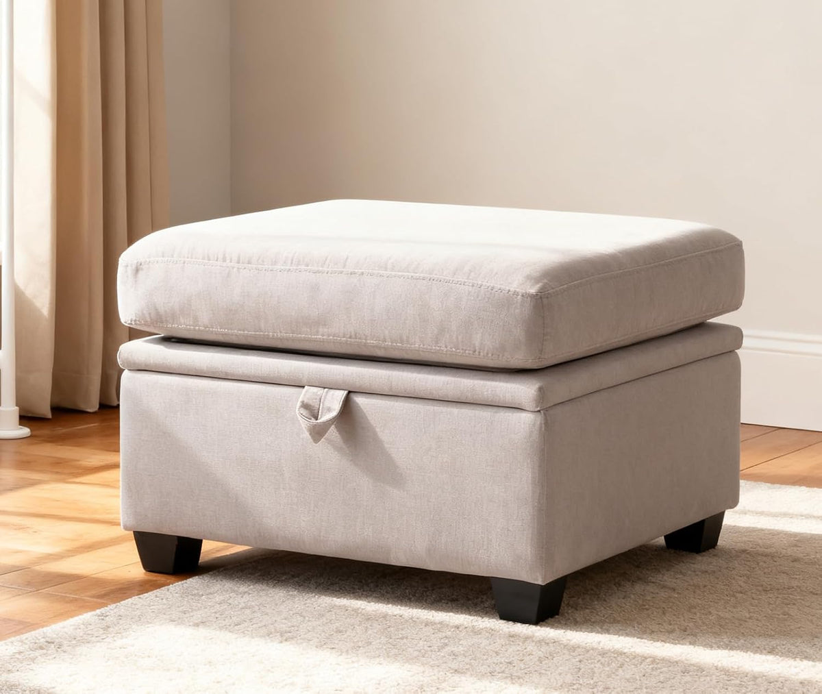 asunflower Ottoman with Storage for Couch 25.2" Square Storage Ottoman Foot Rest for Living Room Large Ottomans for Dorm, Bedroom,Office with Deep Seating(Light Gray)