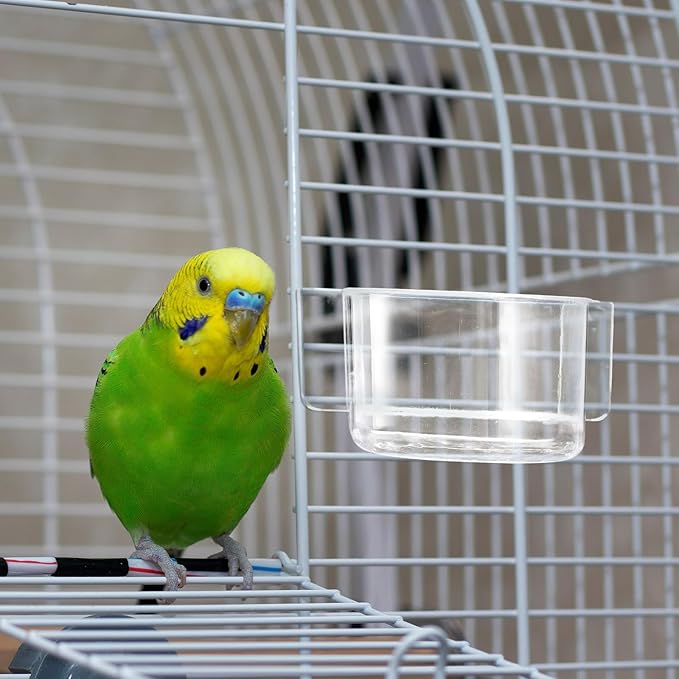 LemonRoad 4 Pcs Bird Cage Feeder Food Water Feeder for Cage Feeding Drinking Bowl Seed Container Dishes Birdcage Tray Replacement Clear Thick Food Trough Box Accessories for Bird Parrot Pigeon Chicken