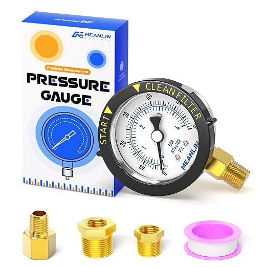 MEANLIN MEASURE 0~60Psi Stainless Steel Start and Clean Filter Pressure Gauge