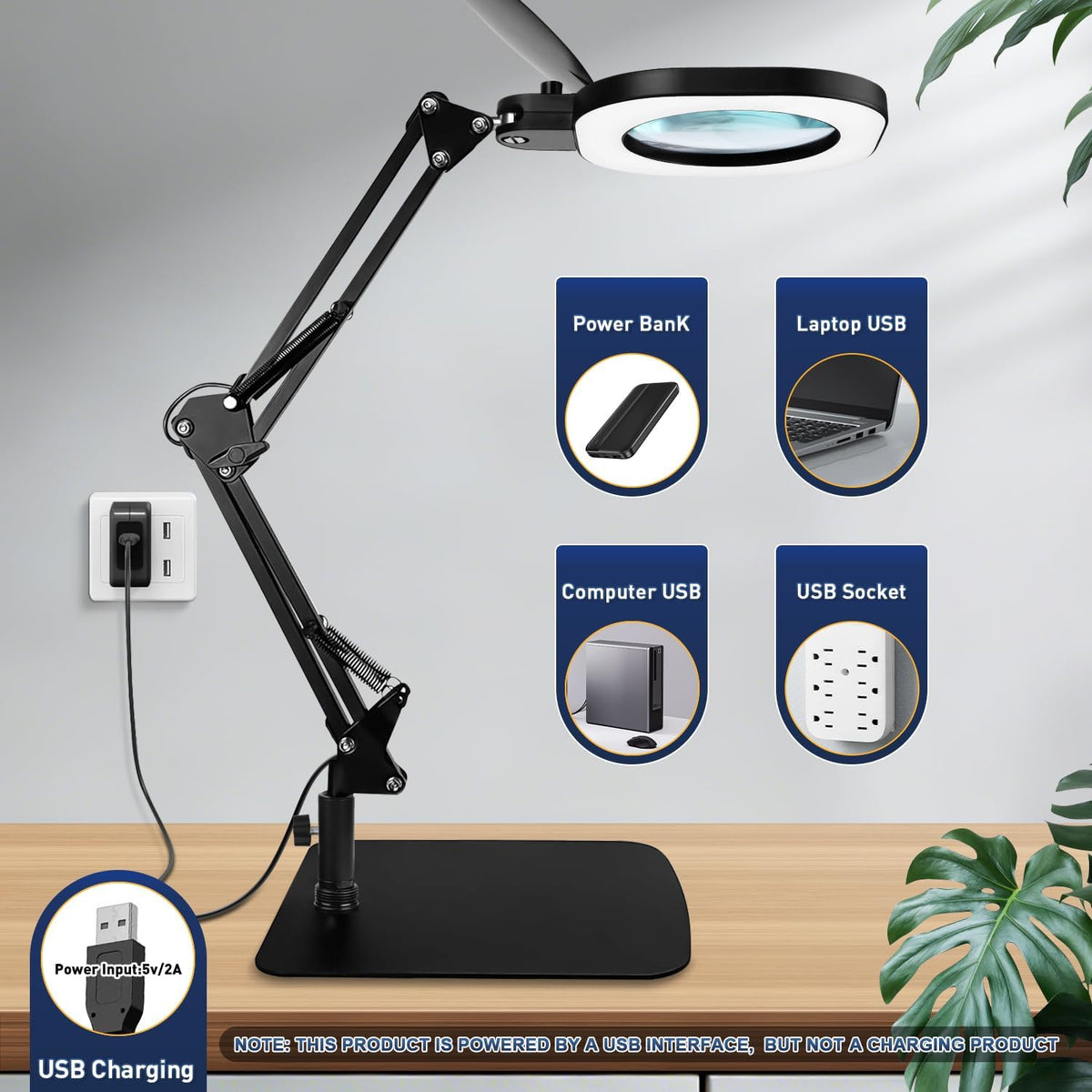 15X Real Glass Standing Magnifying Glass with Light and Stand, 3-in-1 Adjustable Magnifying Floor Lamp & Desk Lamp with Clamp, LED Dimmable Swing Arm Magnifier, Hands Free for Reading Crafts Repair