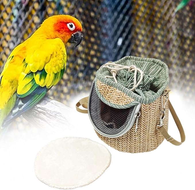 Bird Carrier Bag Shoulder Bag Cage Portable Cage Travel Bag Outdoor Parrot Bag Crossbody for Parakeets Small Birds Lovebirds, Light Green