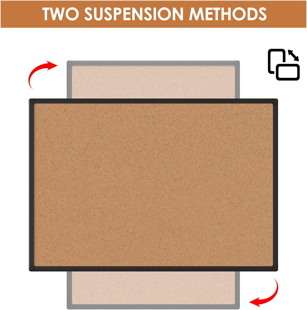 Bulletin Board 48 x 36, Black Aluminium Framed 4x3 Corkboard , Large Wall Mounted Notice Board with 18 Push Pins for School, Home & Office