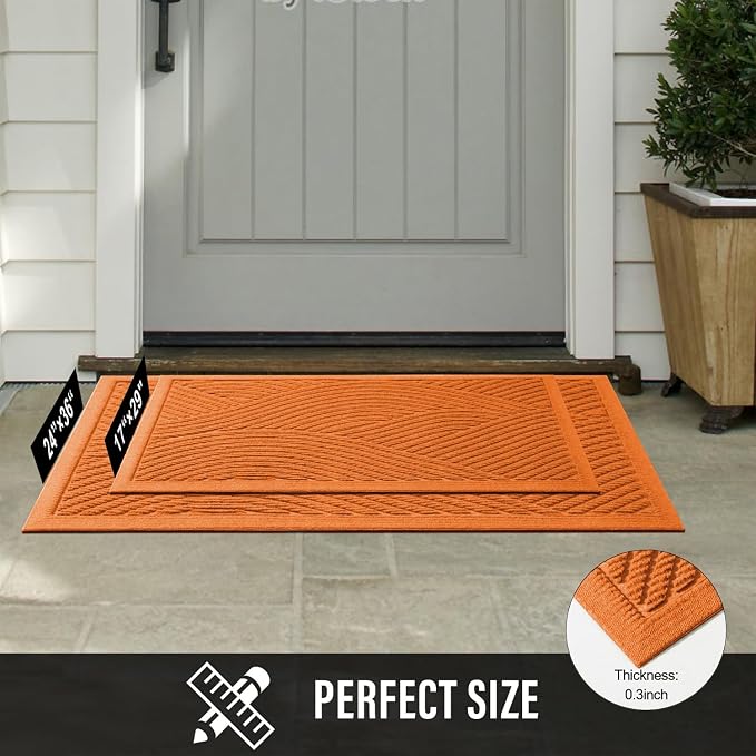 HIYARD Sturdy Front Door Mat, Absorbent Muddy Dirt Resist Welcome Door Mats
