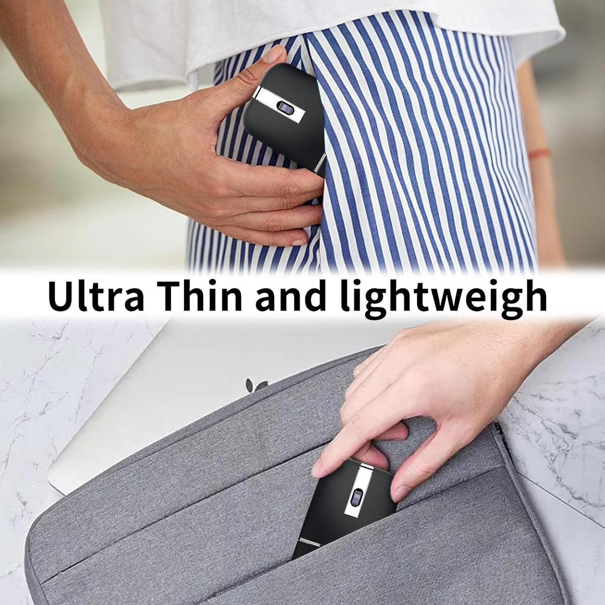 Bluetooth Arc Travel Mouse - BT & USB Wireless Dual Mode, Rechargeable
