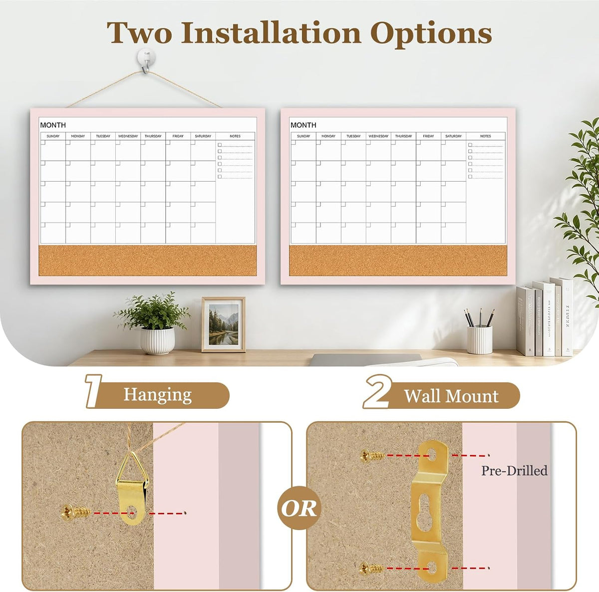 Dry Erase Calendar Whiteboard for Wall, 36'' x 24'' White Board Calendar