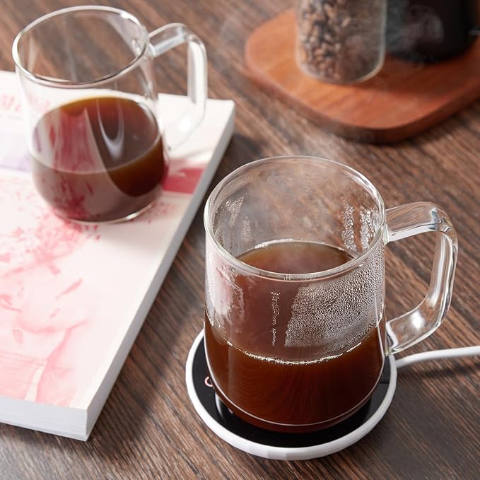 Large Glass Coffee Mugs, 24 oz Glass Coffee Cups Set of 2, Hot/Cold Beverages