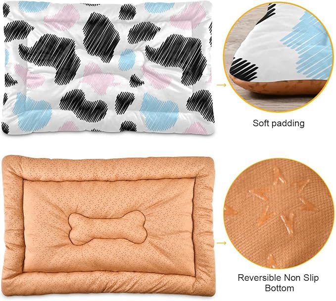 Milk Cow Print Pet Bed Cute Dog Bed Mat Absorbing Non Slip Pad Pet Sleeping Mat for Small, Medium, and Large Dogs Puppy Cat 24 in x 18 in