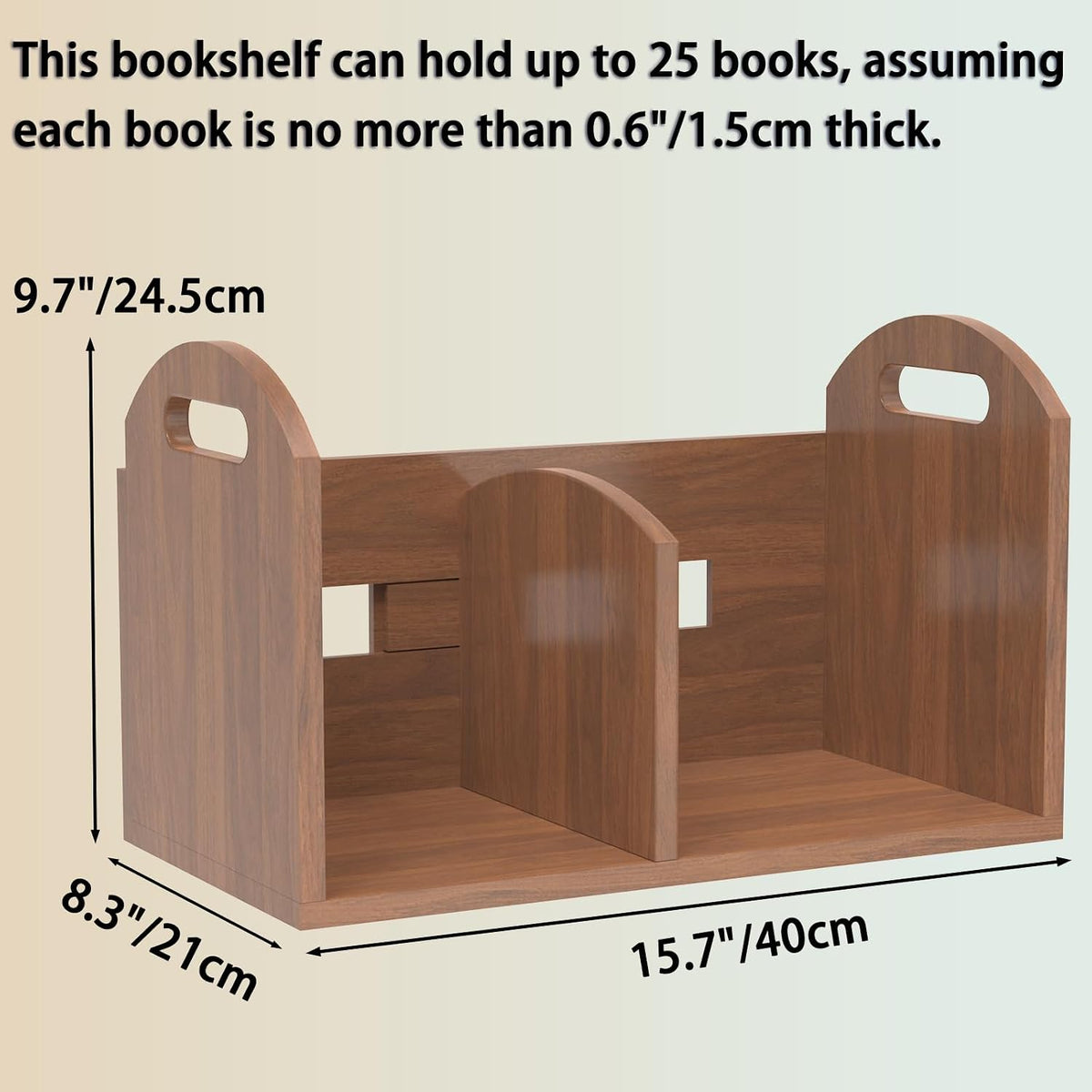 Wood Desktop Bookshelf, Upright Tabletop Book Shelf With Adjustable Divider Secure Books in Place, Desk Shelf for Top of Desk in Living Room Home Office, Perfect for Books Magazine File (Walnut Brown)