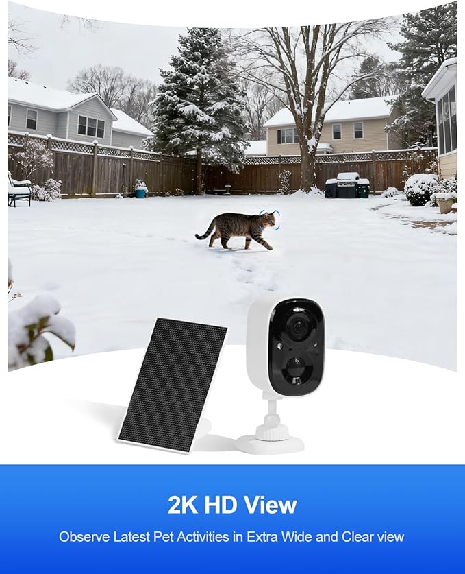 rolimate Wireless Solar Smart Pet Camera for Outdoor cat House, IP65 Weatherproof, Motion Detection, 2-Way Audio, Night Vision, SD Local & Cloud Storage, Compatible with Alexa (2)