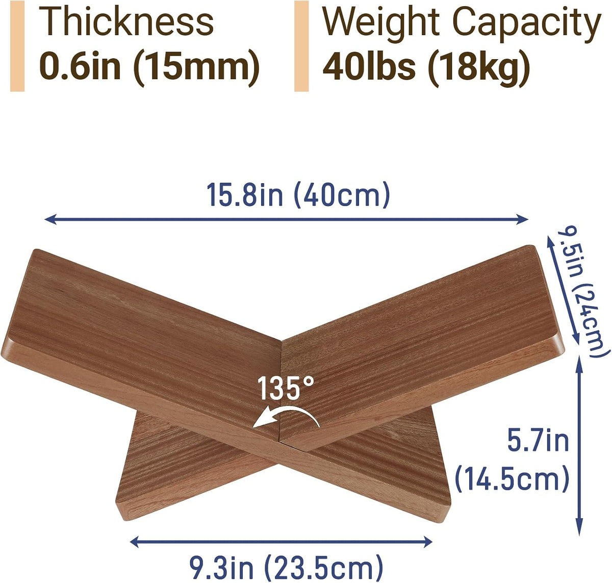 Solid Wooden Book Stand 16" x 9.5" x 6" Extra Large Display Stand