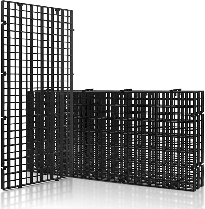 LINLAN 4 Pieces 5.9x11.8in (15X30cm) Aquarium Grid Plastic, Fish Tank Divider, Egg Crate for DIY Filtration and Bottom Protection in Aquascaping (Black-No Accessories)