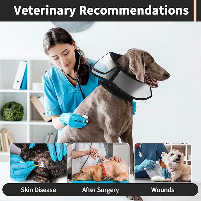 Allroaring Dog Cone Collar, Soft Dog Cones for Medium Dogs After Surgery, Adjustable Pet Cone for Dogs to Stop Licking, Breathable Doggie Elizabethan Collar for Wound Care Spay Neuter, Black M