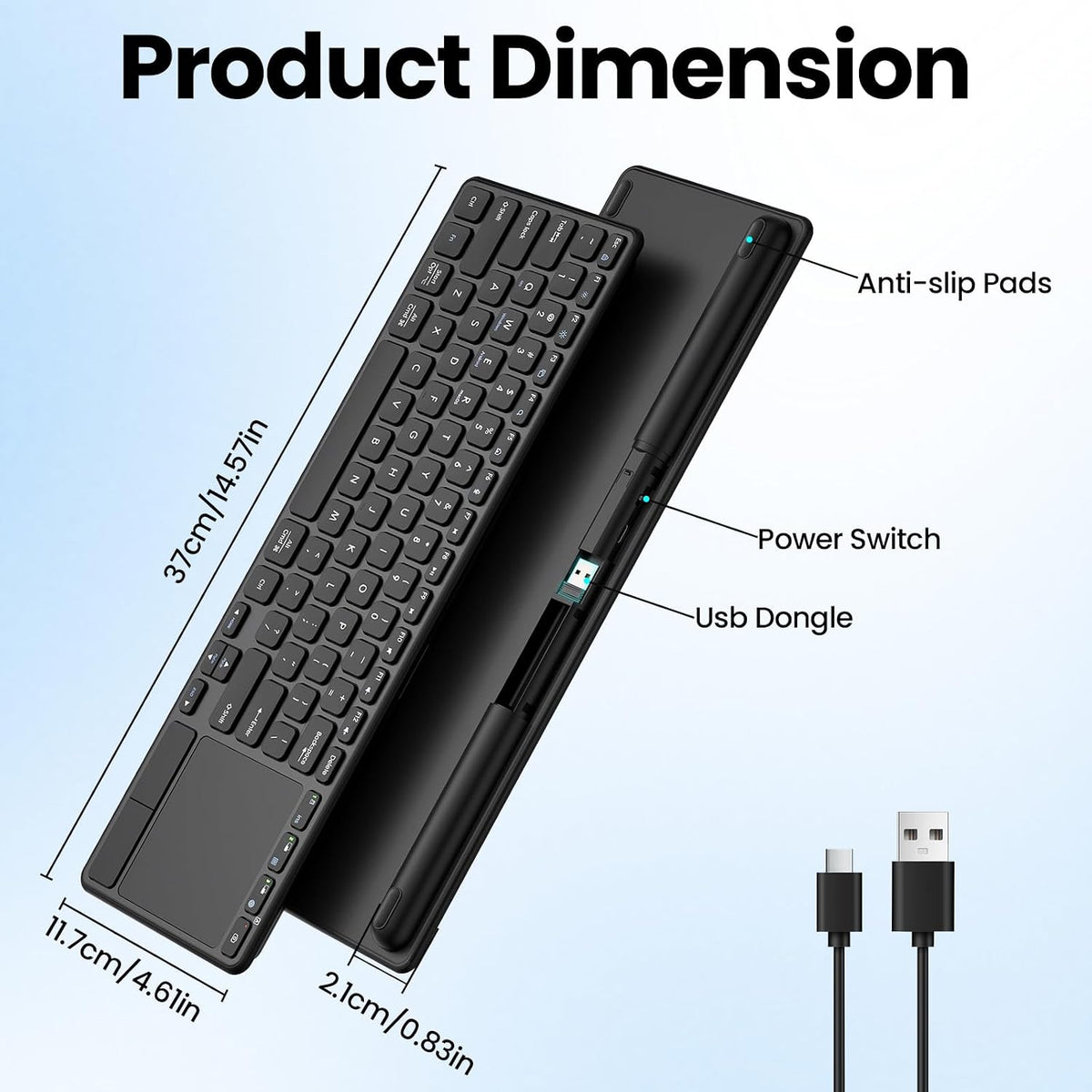 Rechargeable Wireless Keyboard with Touchpad-QWERTY