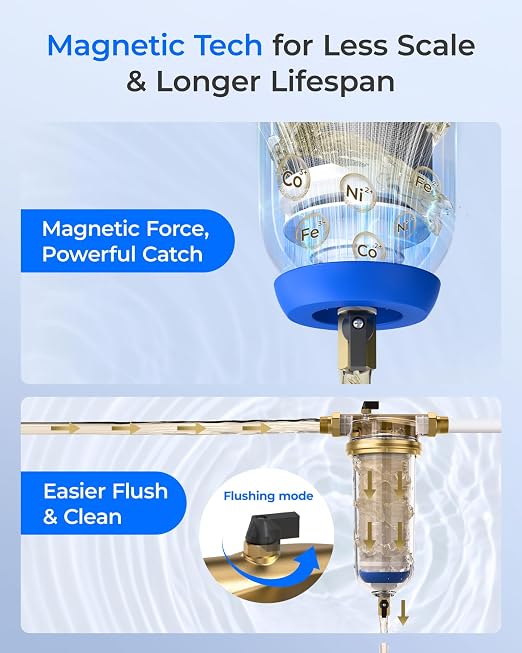 Waterdrop Mega Spin Down Sediment Filter, Upgraded Reusable Backwash Whole