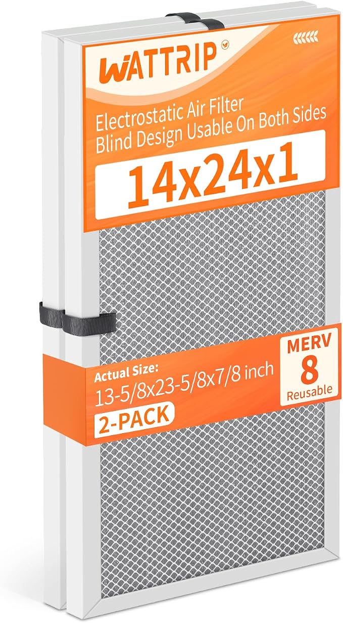 2-Pack 14x24x1 MERV 8 Reusable & Washable Electrostatic Air Filters