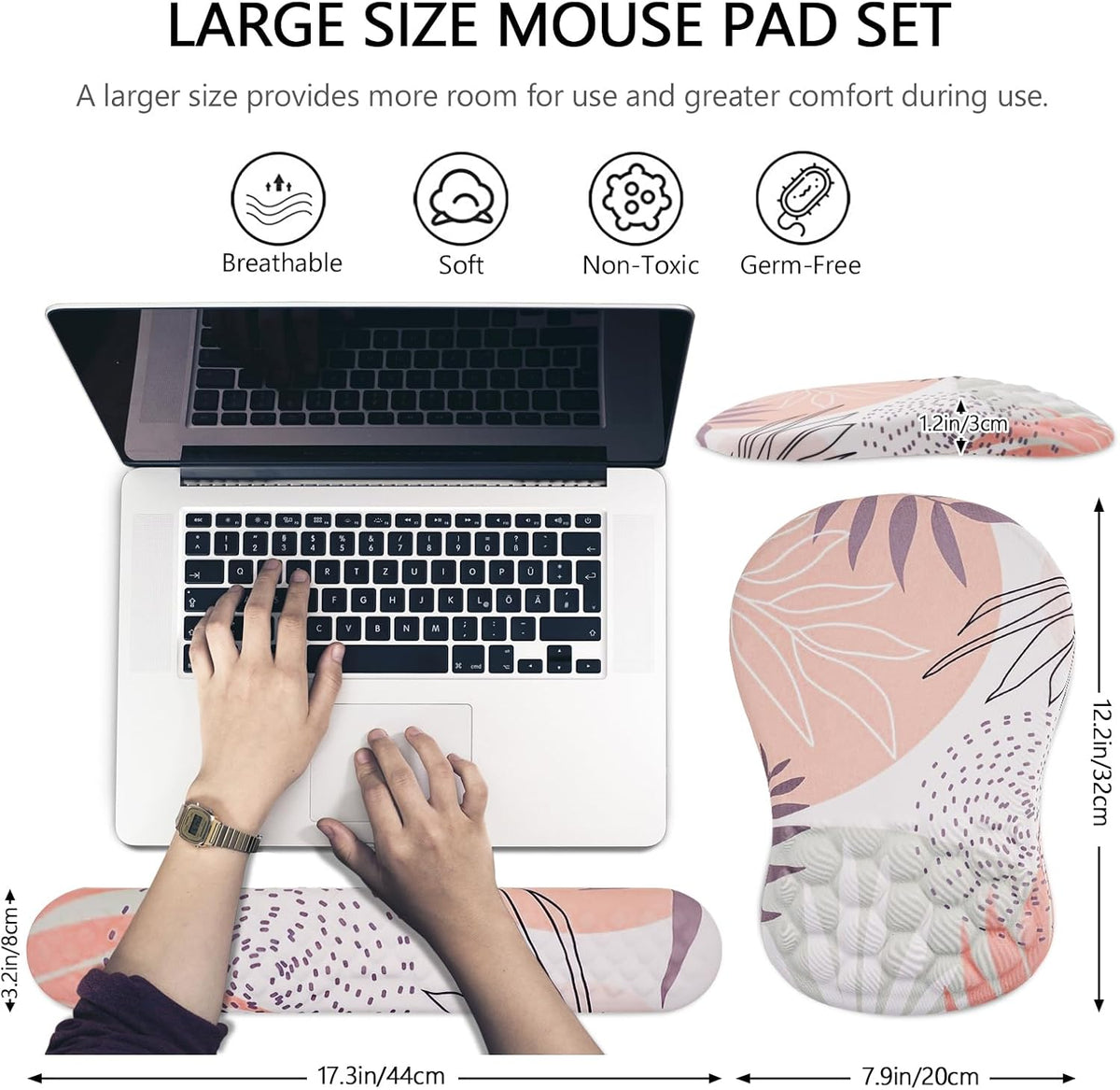 Ergonomic Mouse Pad & Keyboard Wrist Rest Set, Memory Foam