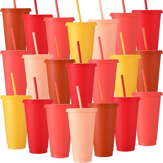 Honeydak 30 Pack Tumbler with Straw and Lid Bulk Cups