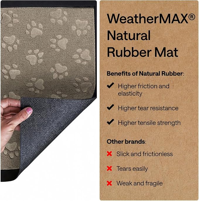 GORILLA GRIP 100% Waterproof All-Season WeatherMAX Doormat US Designed Natural
