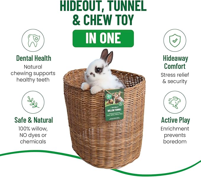 Small Pet Select - Jumbo - Tiny Paws Hand-Made Willow Tunnel for Rabbits, Guinea Pigs, Cats and Other Small Animals