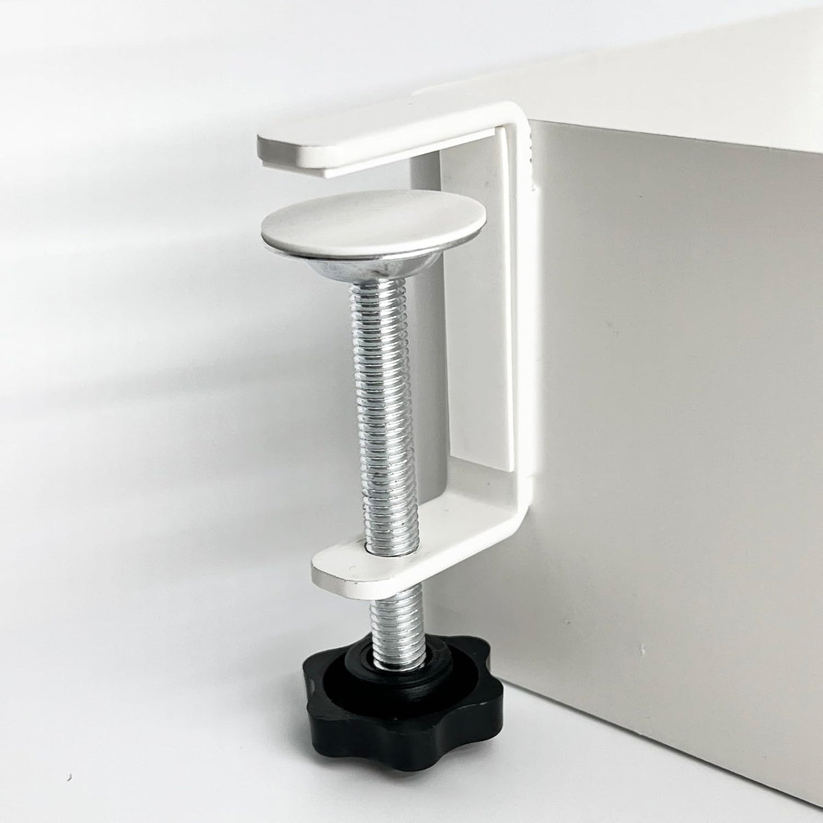 Desk Side Storage Hold Up To 11lbls Hanging Side Of Desk Organizer Clamp On Table Edge To Store Office Accessories, Gaming Devices, Cups For Office, Living Room, Dinning Room (White)