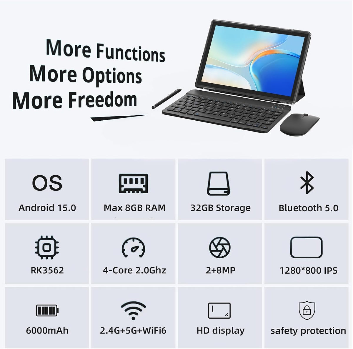 Android 15 | Tabalet with Keyboard | Tablet 10 inch | 2 in 1 Tablet