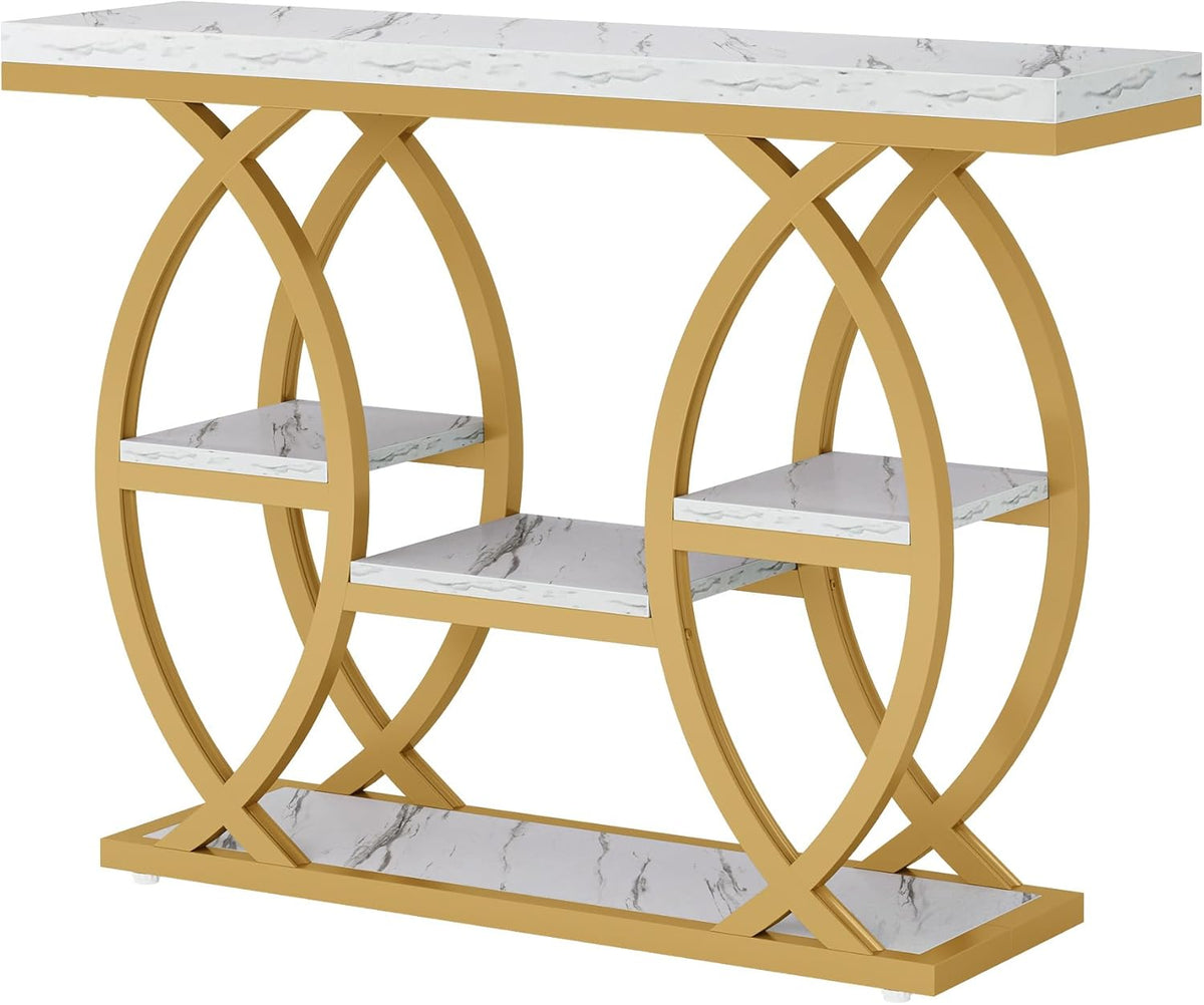 Tribesigns 39.4" Console Table, Sofa Table, Accent Tables, White Gold