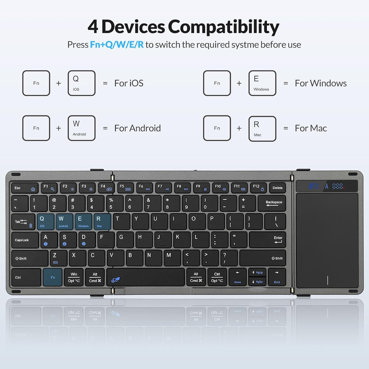 Rii RK809Pro Foldable Bluetooth Keyboard with Touchpad