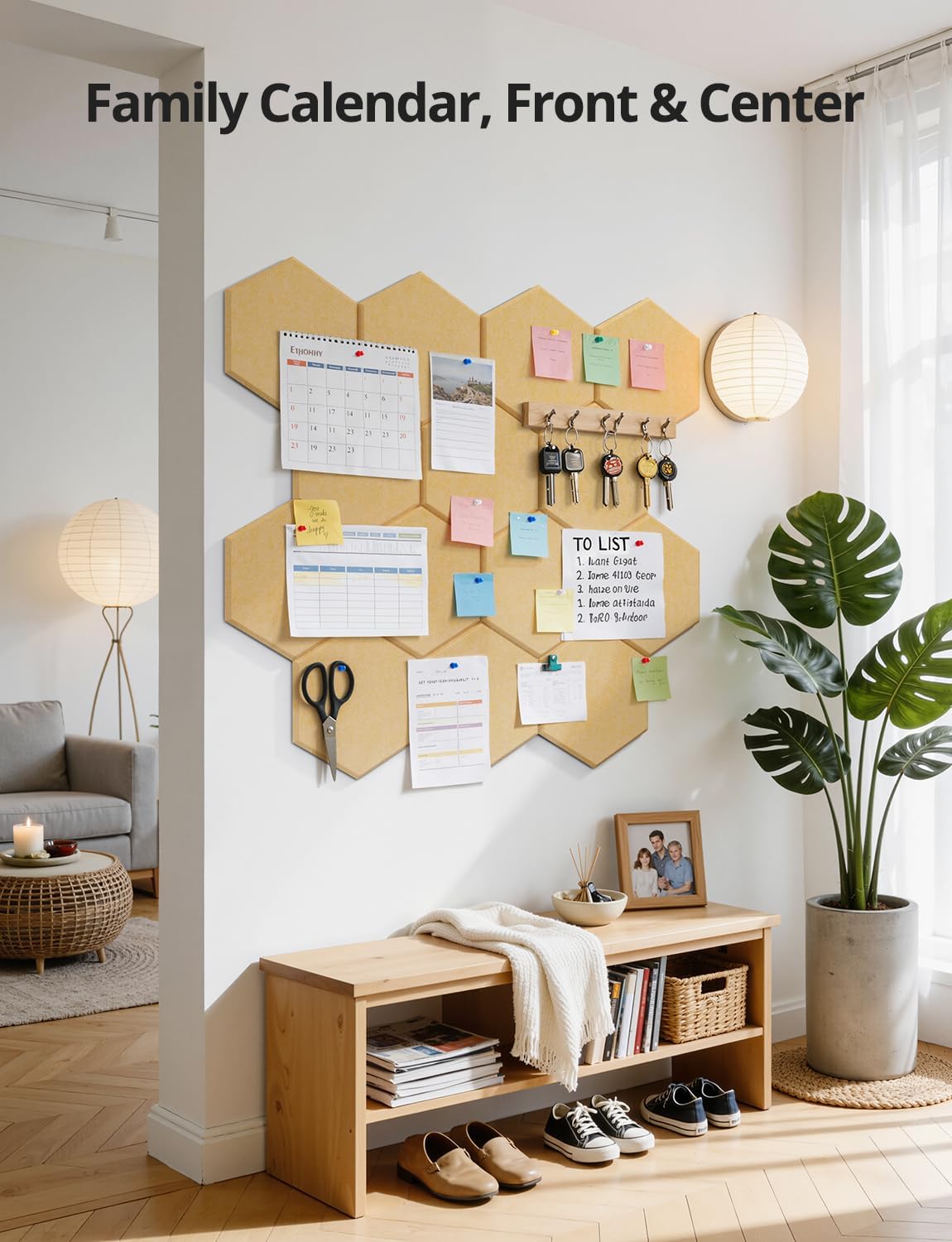 12 Pack Felt Bulletin Boards for Walls Corkboard for Office 12" x 10", Mustard Large Self-Adhesive Hexagon Mustard Display Tiles for Mood Memo Pinboard in Home Bedroom Kitchen School Classroom