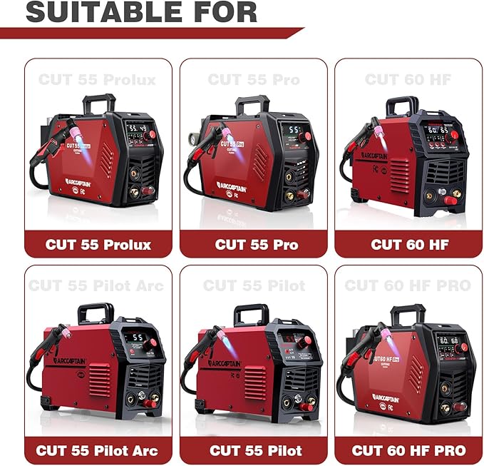 ARCCAPTAIN AG-60 Plasma Cutter Torch Consumables, CUT55 PROLUX, CUT 55PILOTARC