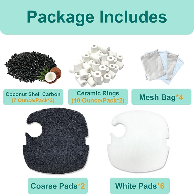 16-Set Aquarium Filter Replacement Media Compatible