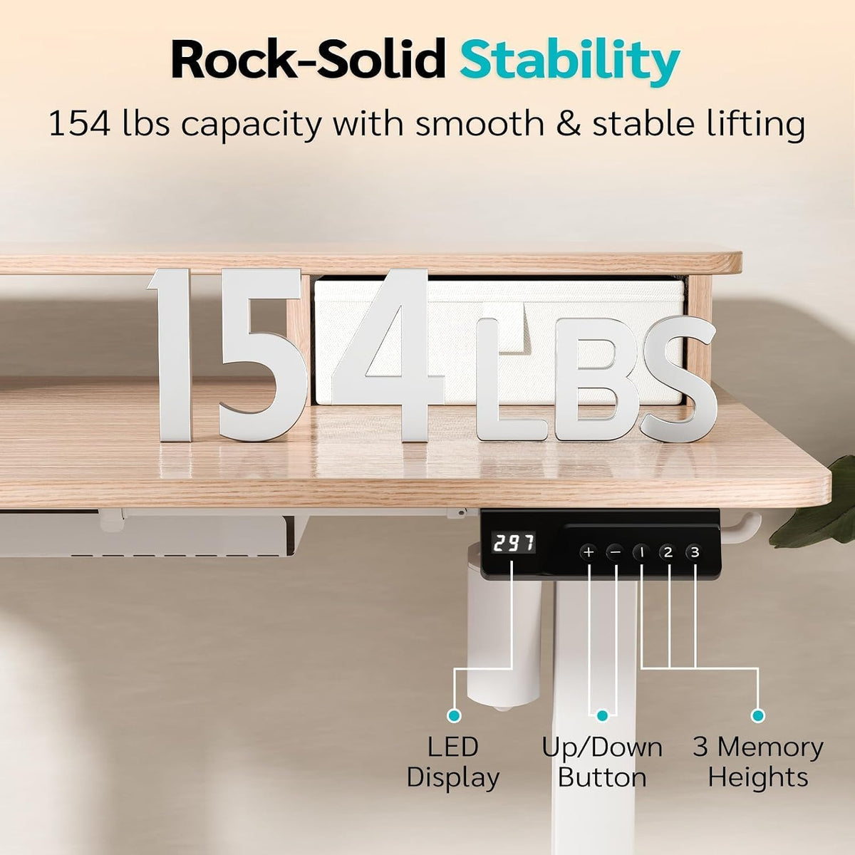 35" x 24" Electric Standing Desk with Dual Drawers, Light Walnut