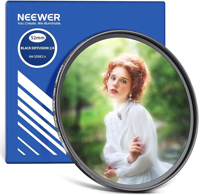 NEEWER 52mm Black Diffusion 1/4 Filter Dreamy Soft Cinematic Effect Filter