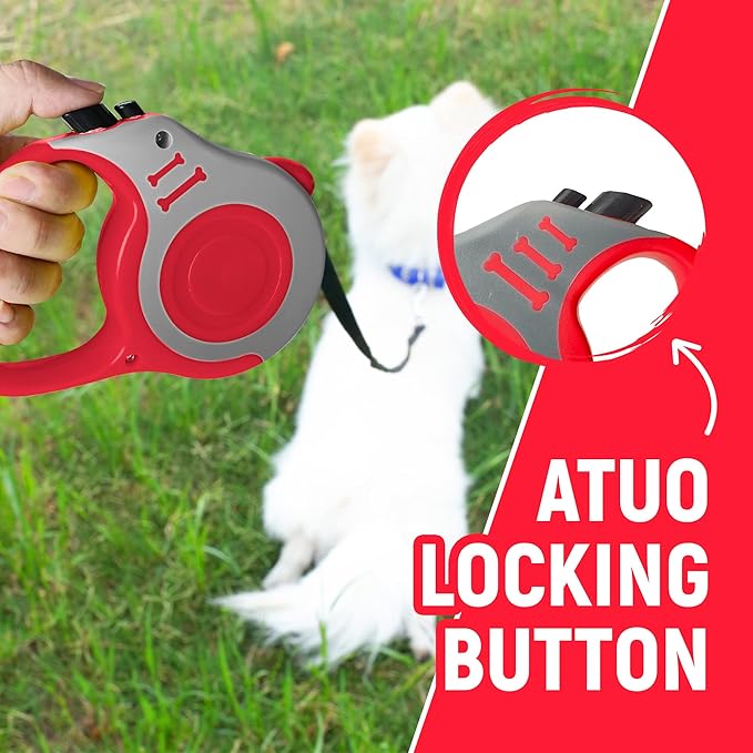 Retractable Dog Leash Automatic Telescopic Tractor Dog Tape, Pet Tape 10/16 FT Durable and Convenient, with Folding Bowl, Dispenser, Rubbish Bags, Suitable for Small and Medium Dogs