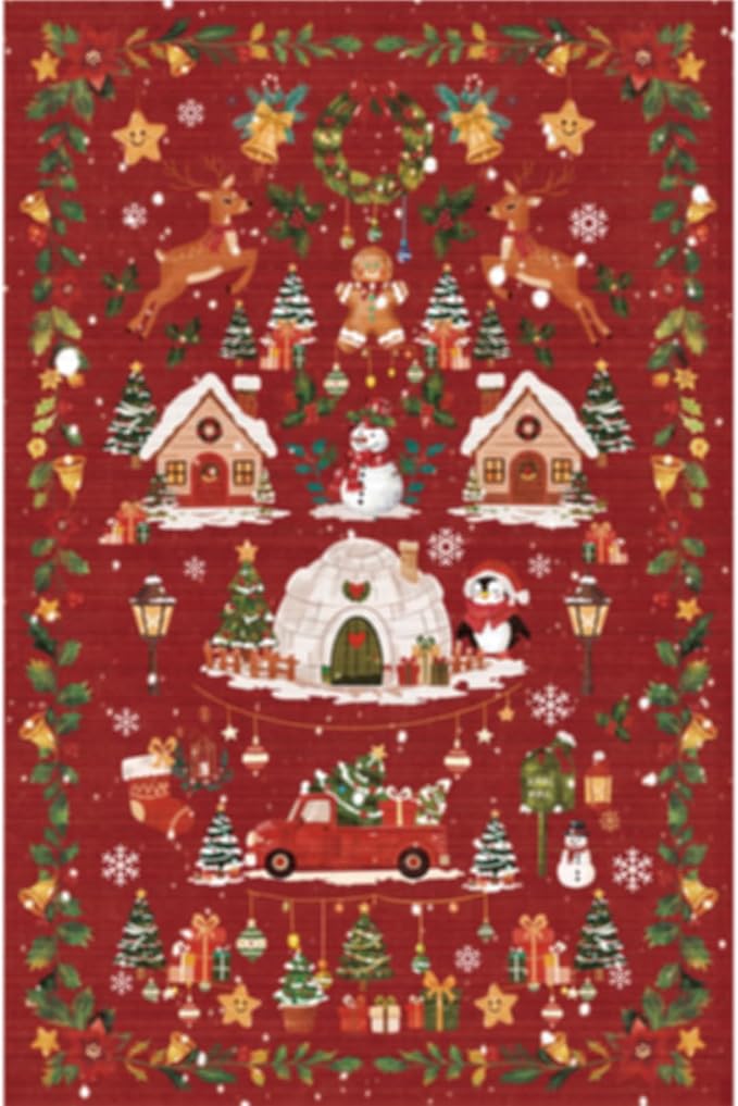 2x3 Christmas Cute Area Rug : Non-Slip Washable Winter Holiday Indoor Doormat
