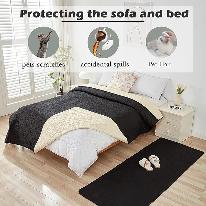 Waterproof Dog Bed Cover Pet Blanket, Soft Pet Couch Covers for Sofa Washable, Bed Couch Sofa Furniture Protector for Puppy Cat Kids (Black,210 * 305 CM)