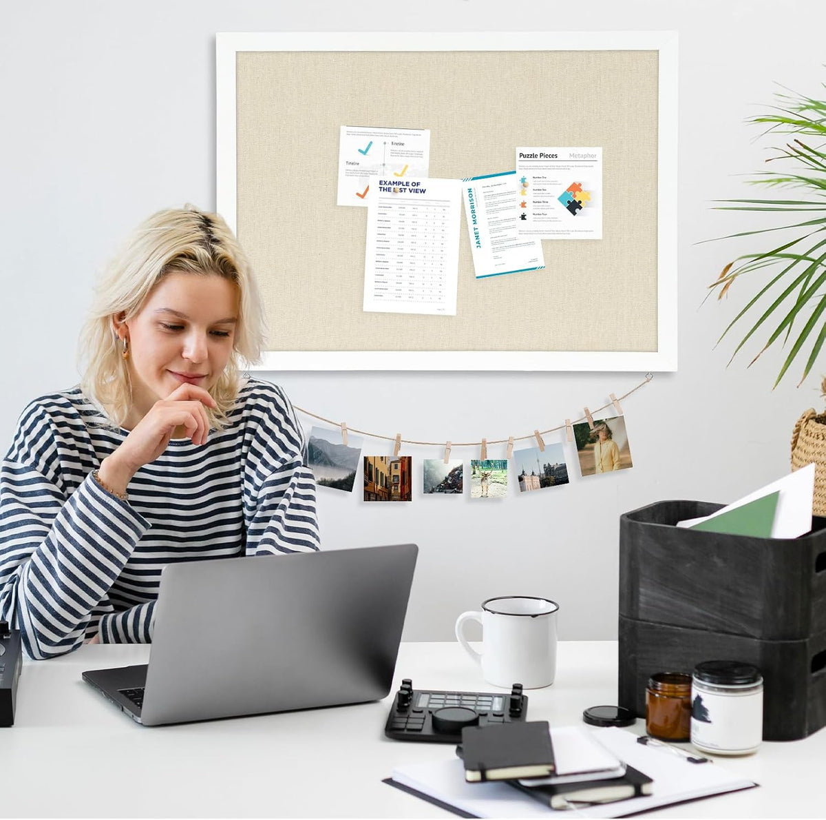 DOLLAR BOSS Double-Sided Bulletin Boards with Linen, 24"x18" Cork Board
