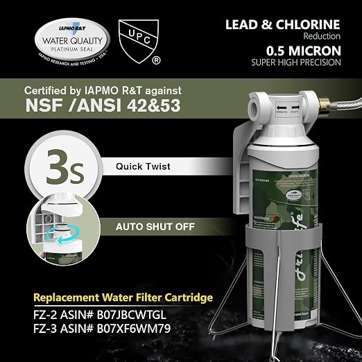 FRIZZLIFE RV Water Filter-NSF/ANSI 53&42 Certified Inline Hose Filter