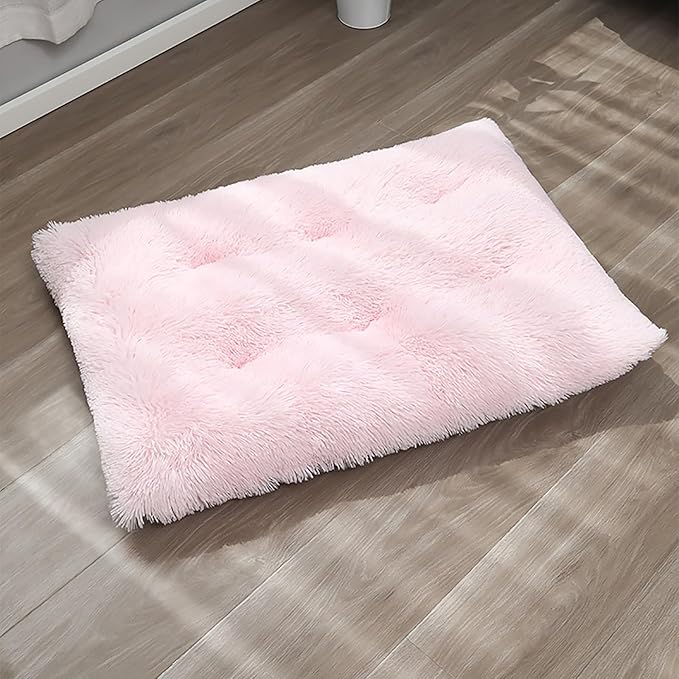 Dog Crate Mat, Dog Bed for Large Dogs, Comfy Fluffy Kennel Pad Anti-Slip for Dog beds & Furniture, Quilted Dog Bed for Pets for Medium/Small Dogs Cats (Color : Pink 3, Size : 43x29)