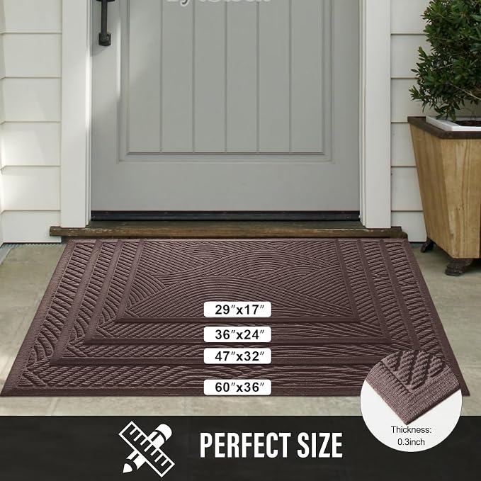 HIYARD Sturdy Front Door Mat, Absorbent Muddy Dirt Resist Welcome Door Mats