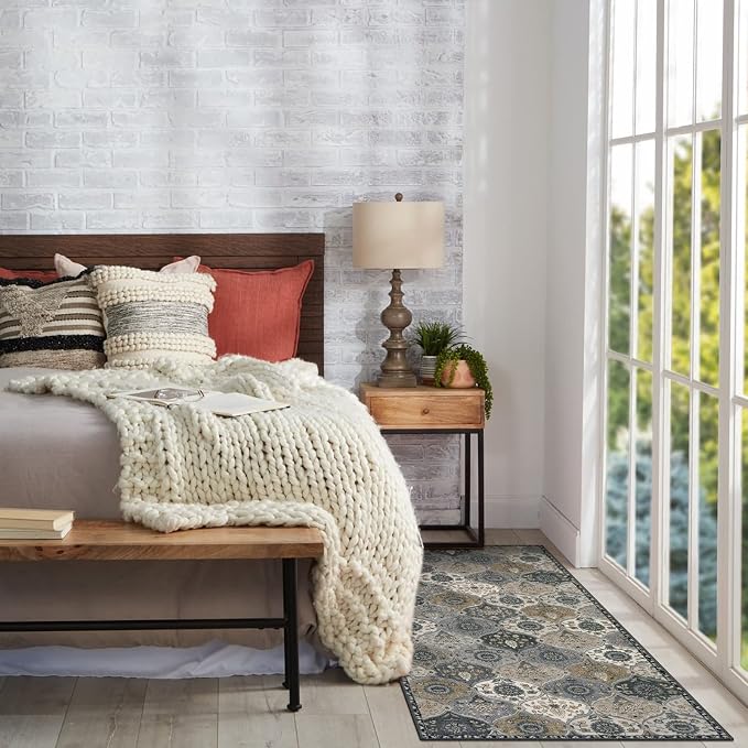 Lahome Moroccan Trellis Kitchen Runner Rug, 2x5 Washable Runners