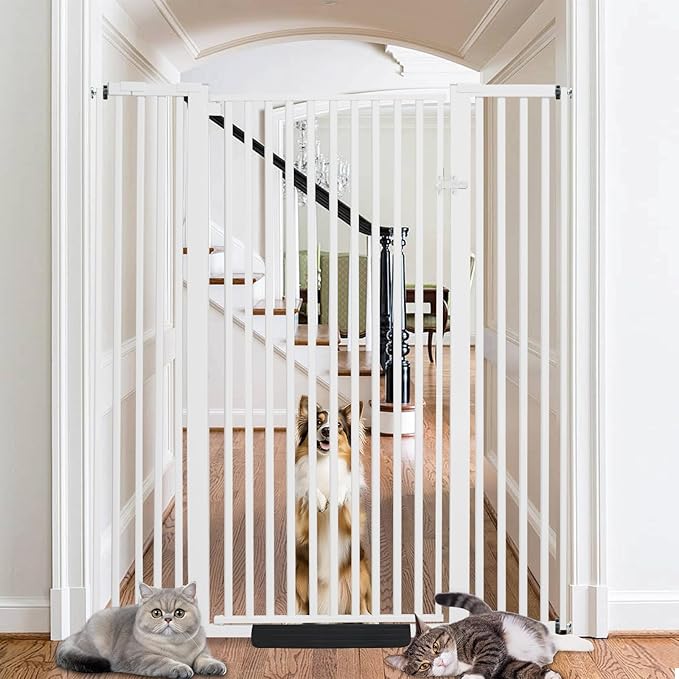 59 Inch Extra Tall Pet Gate for Cats,29.92“- 48” Adjustable Wide Dog Gates,No Drilling Pressure Mounted Walk Through Tall Cat Gate for Doorways,Hallway,Stairs