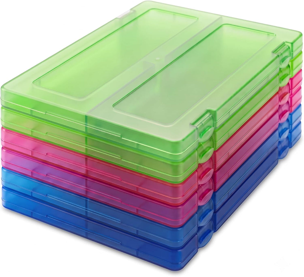 6 Packs A4 Paper Storage Boxes, 8.5 x 11 Plastic Portable Project Case for US letter Size and A4 paper, Plastic Multi-Purpose Thick Scrapbook Storage Box for Office (12.6"L x 9.5"W x 0.94"H)
