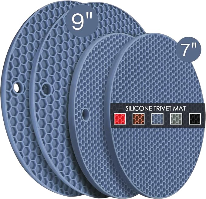 Silicone Trivets for Hot Dishes, Heat Resistant Non-Slip Silicone Trivet Mats