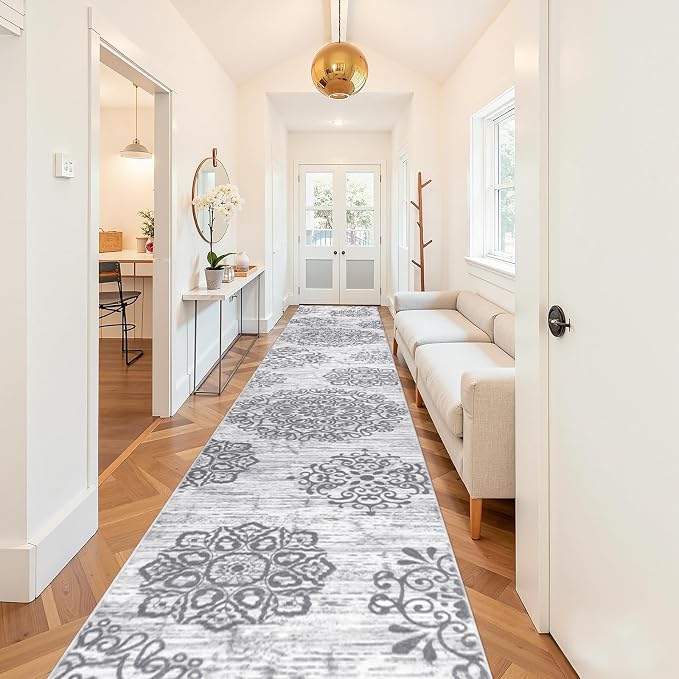 HEBE Hallway Runner Rug 3'x20' Washable Vintage Distressed Area Rugs Non Slip