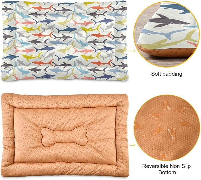 Pet Bed Shark Colorful Dog Bed Mat Absorbing Non Slip Pad Pet Sleeping Mat for Small, Medium, and Large Dogs Puppy Cat 36 in x 24 in