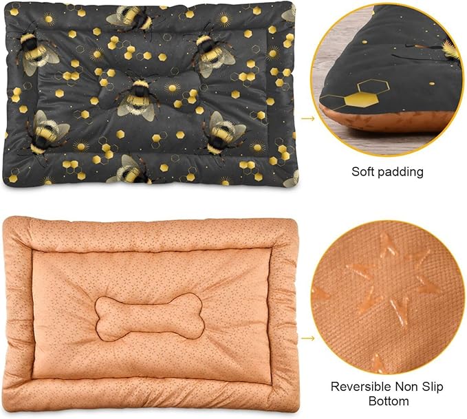 Pet Bed Yellow Bee Gold Dog Bed Mat Absorbing Non Slip Pad Pet Sleeping Mat for Small, Medium, and Large Dogs Puppy Cat 36 in x 24 in