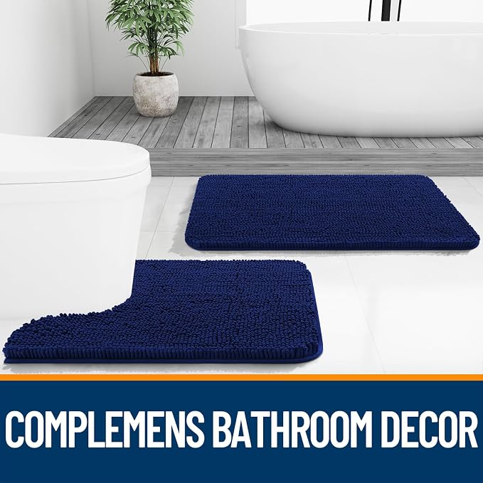 OLANLY Bathroom Rugs 30x20, Extra Soft Absorbent Chenille Bath Rugs, Rubber